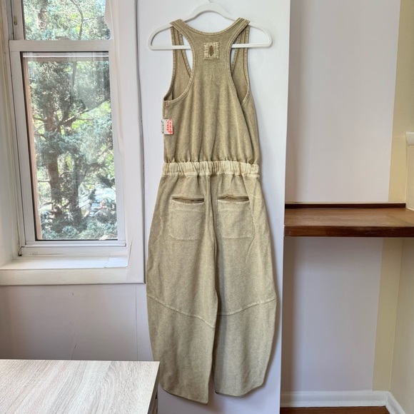 NWT Free People Timko Onesie One Piece Wide Leg Jumpsuit FP Movement Sweat Tan - Picture 8 of 10